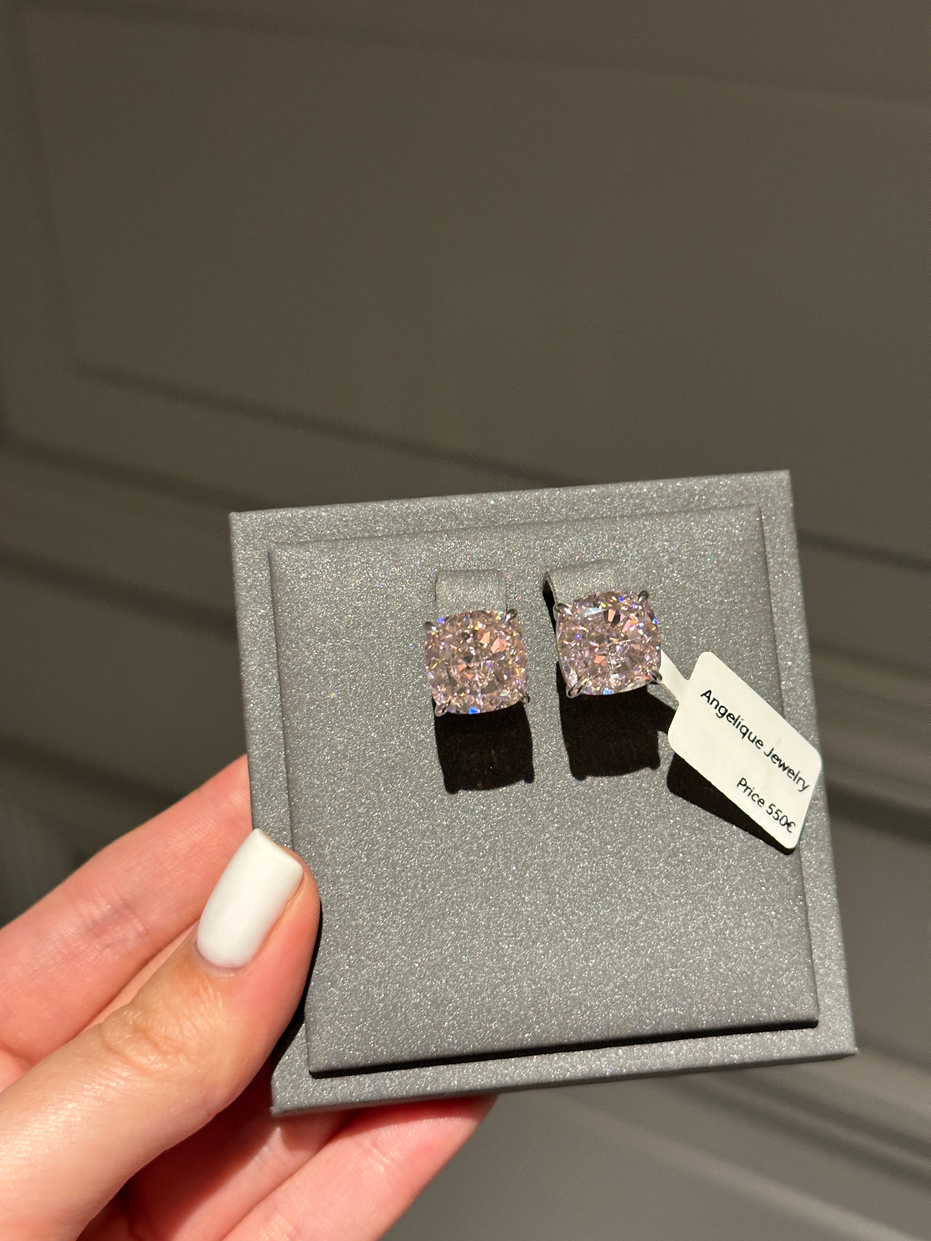 Earrings with pink moissanite 4ct each