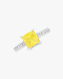 Princess cut fancy yellow ring
