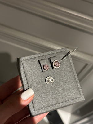 Earrings 2in1 with pink stones