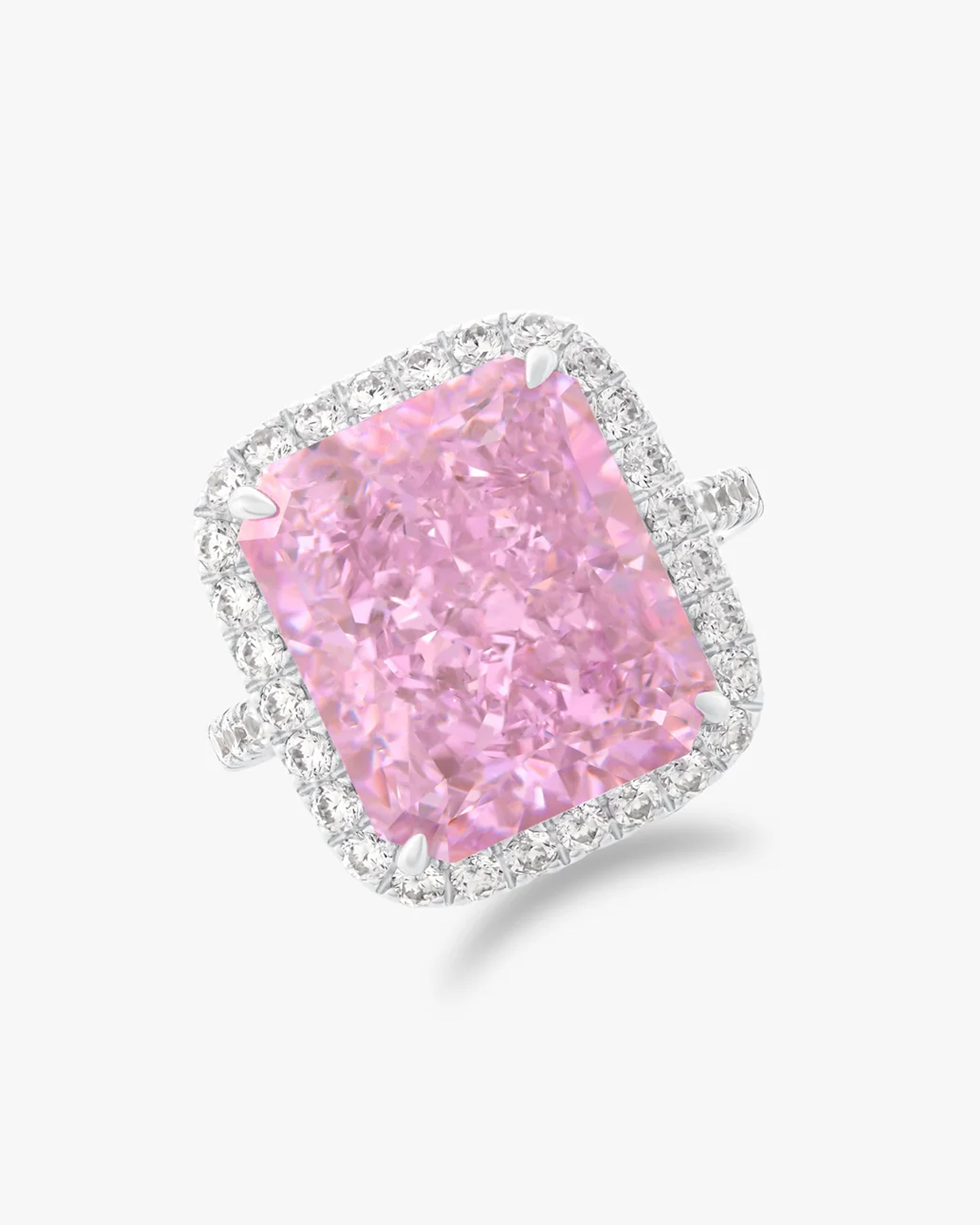 Radiant cushion cut pink moissanite ring 8ct