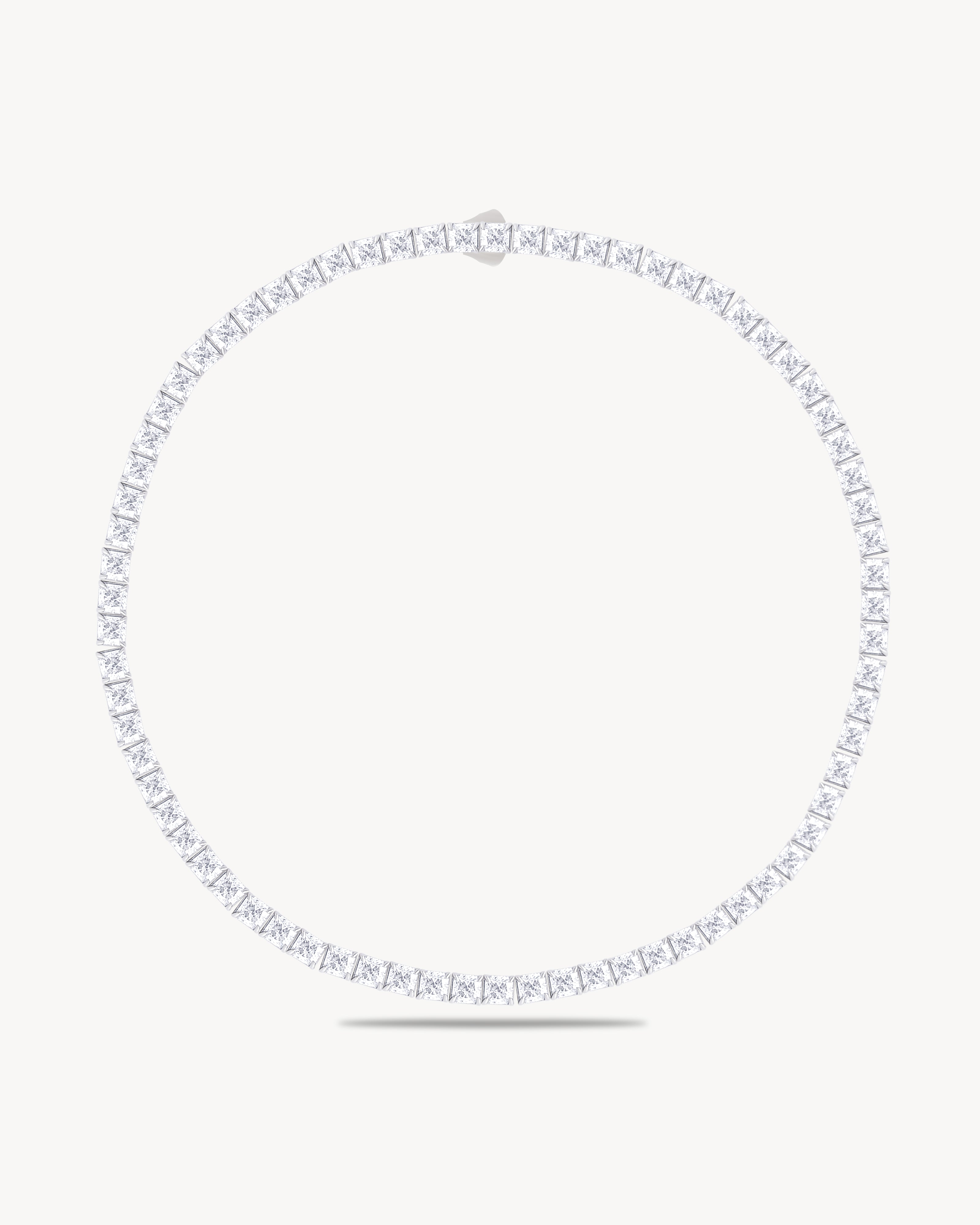 Tennis necklace with princess cut stones