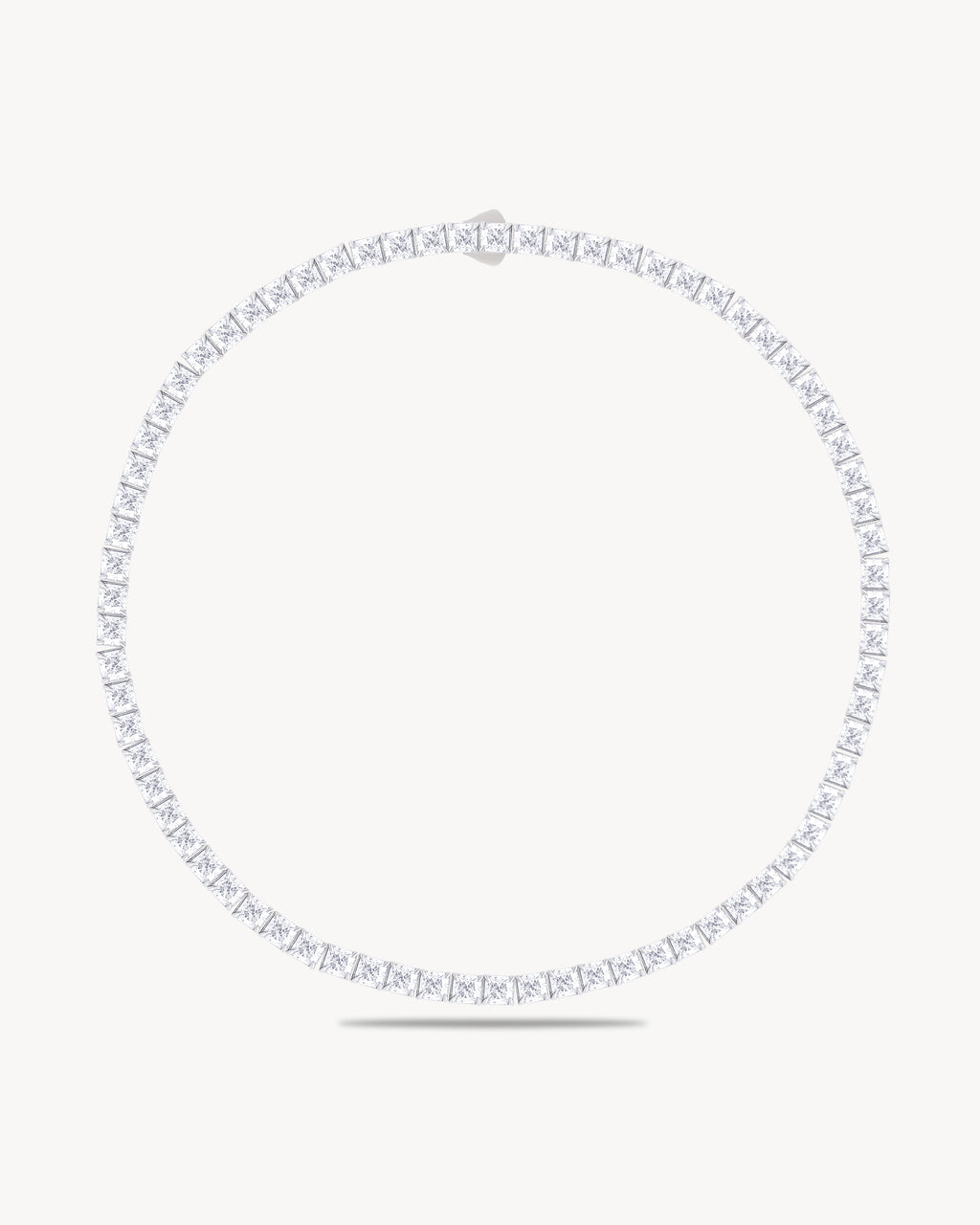 Tennis necklace with princess cut stones