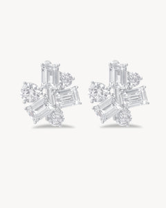 Earrings with baguette and round cut stones