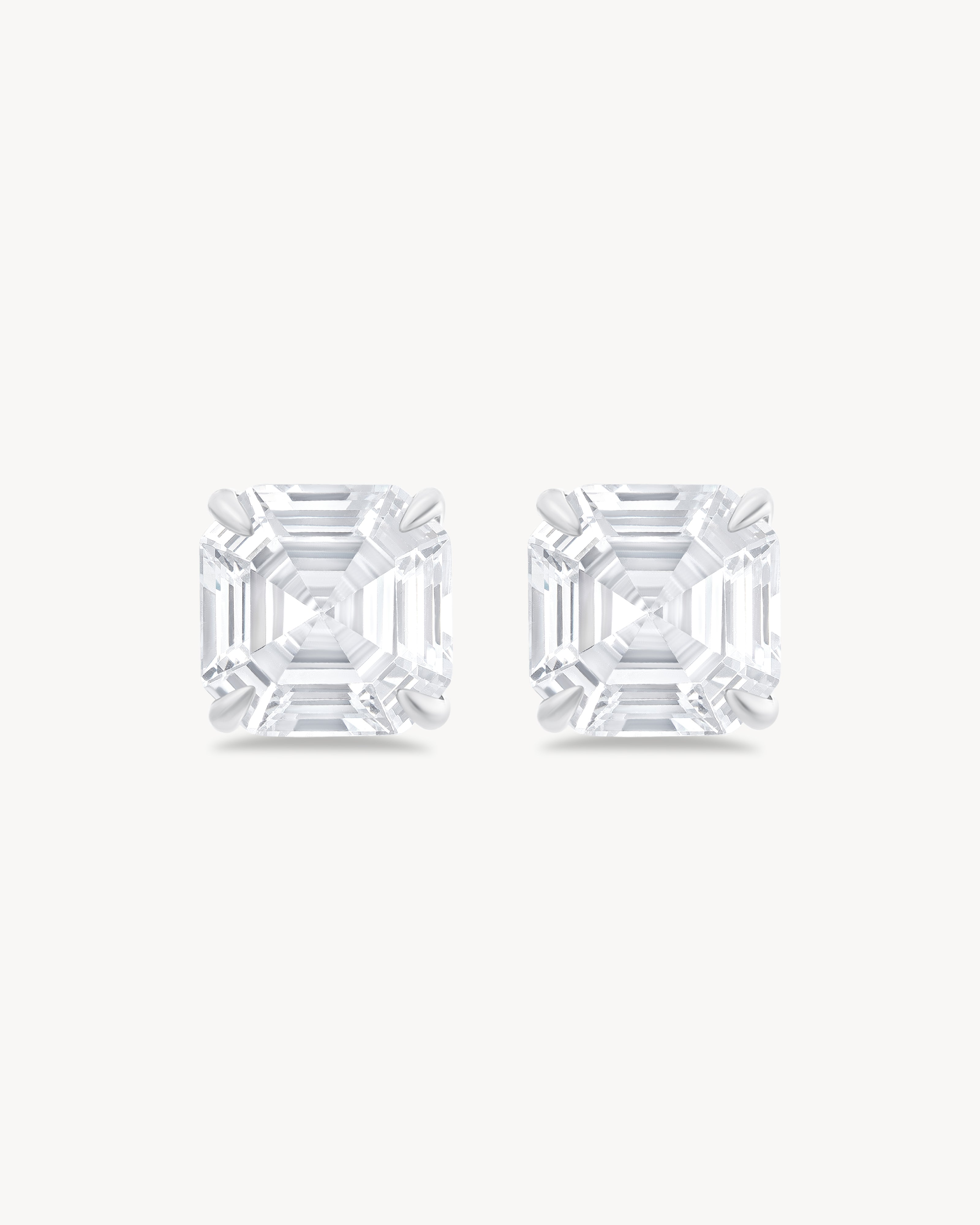 Earrings with asscher cut stones