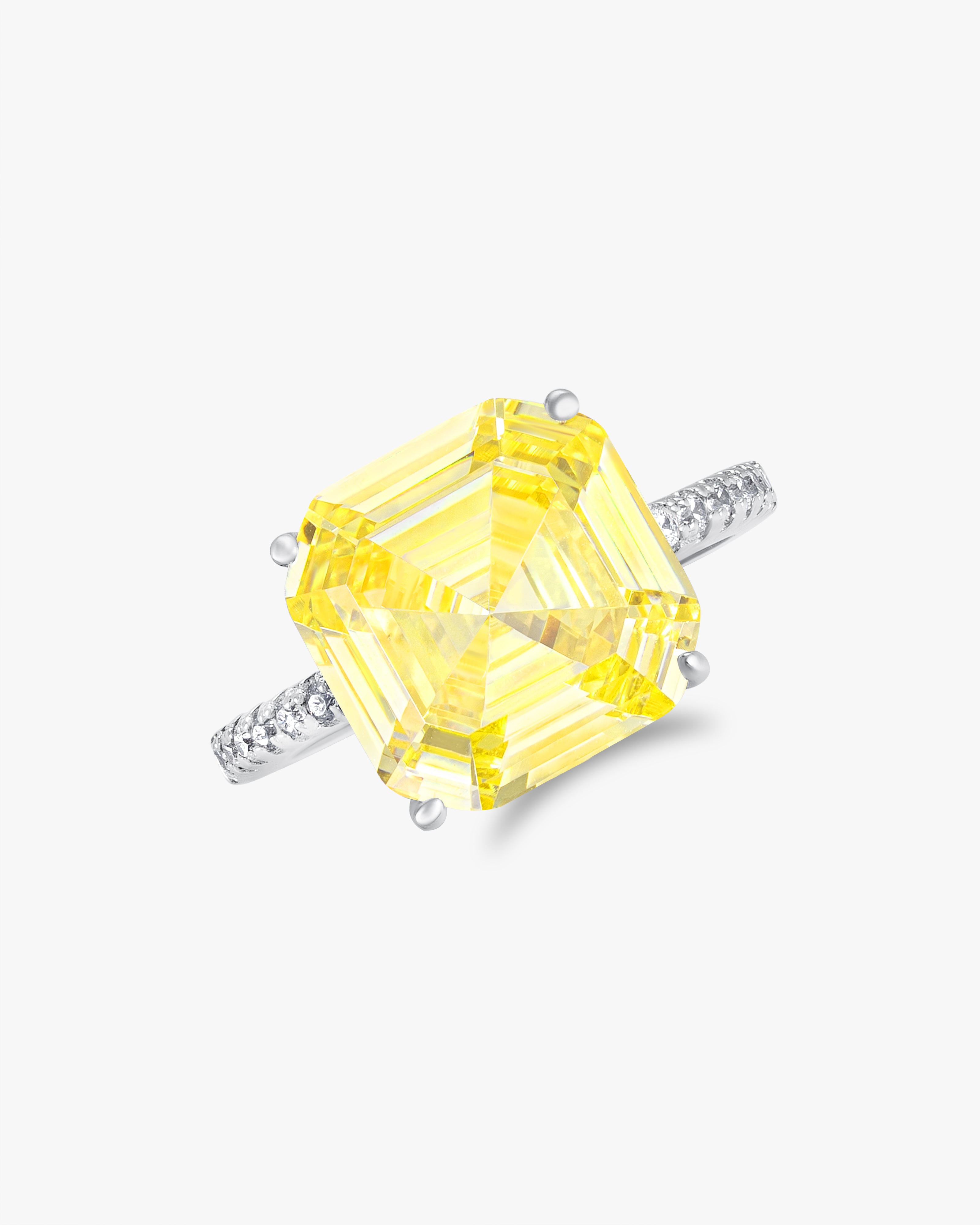 Fancy yellow asscher cut ring