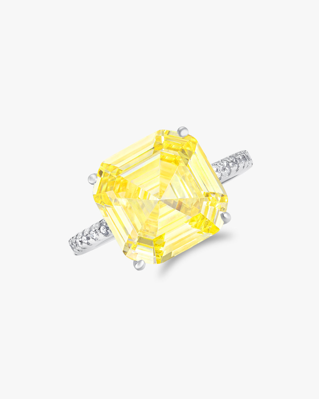 Fancy yellow asscher cut ring