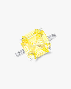 Fancy yellow asscher cut ring