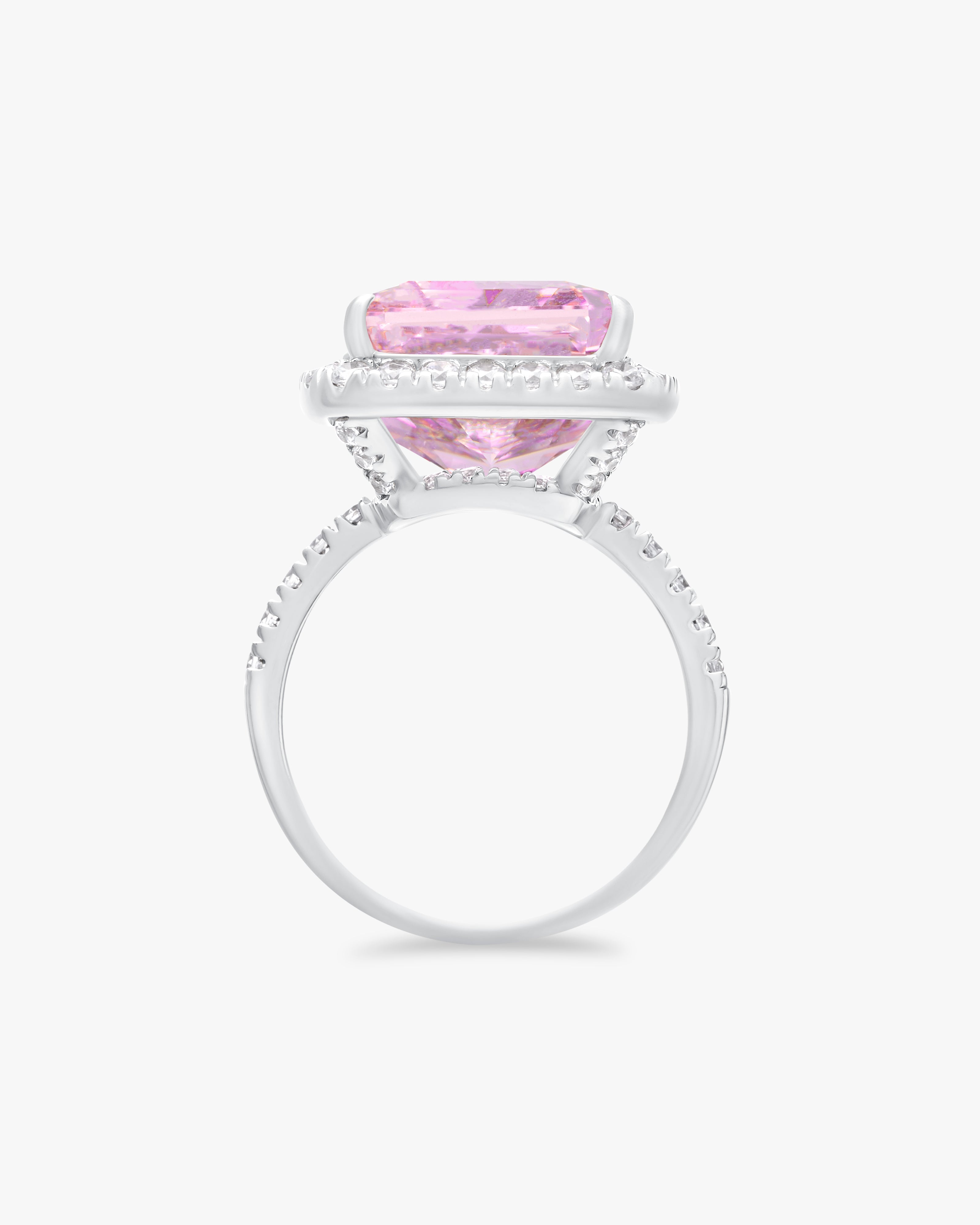 Radiant cushion cut pink moissanite ring 8ct