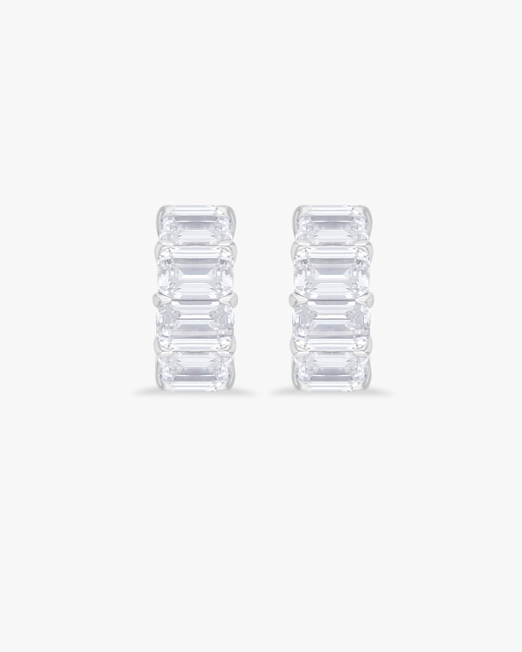 Hoop earrings with emerald cut stone