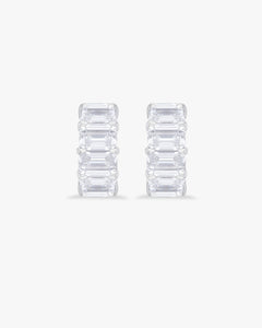 Hoop earrings with emerald cut stone