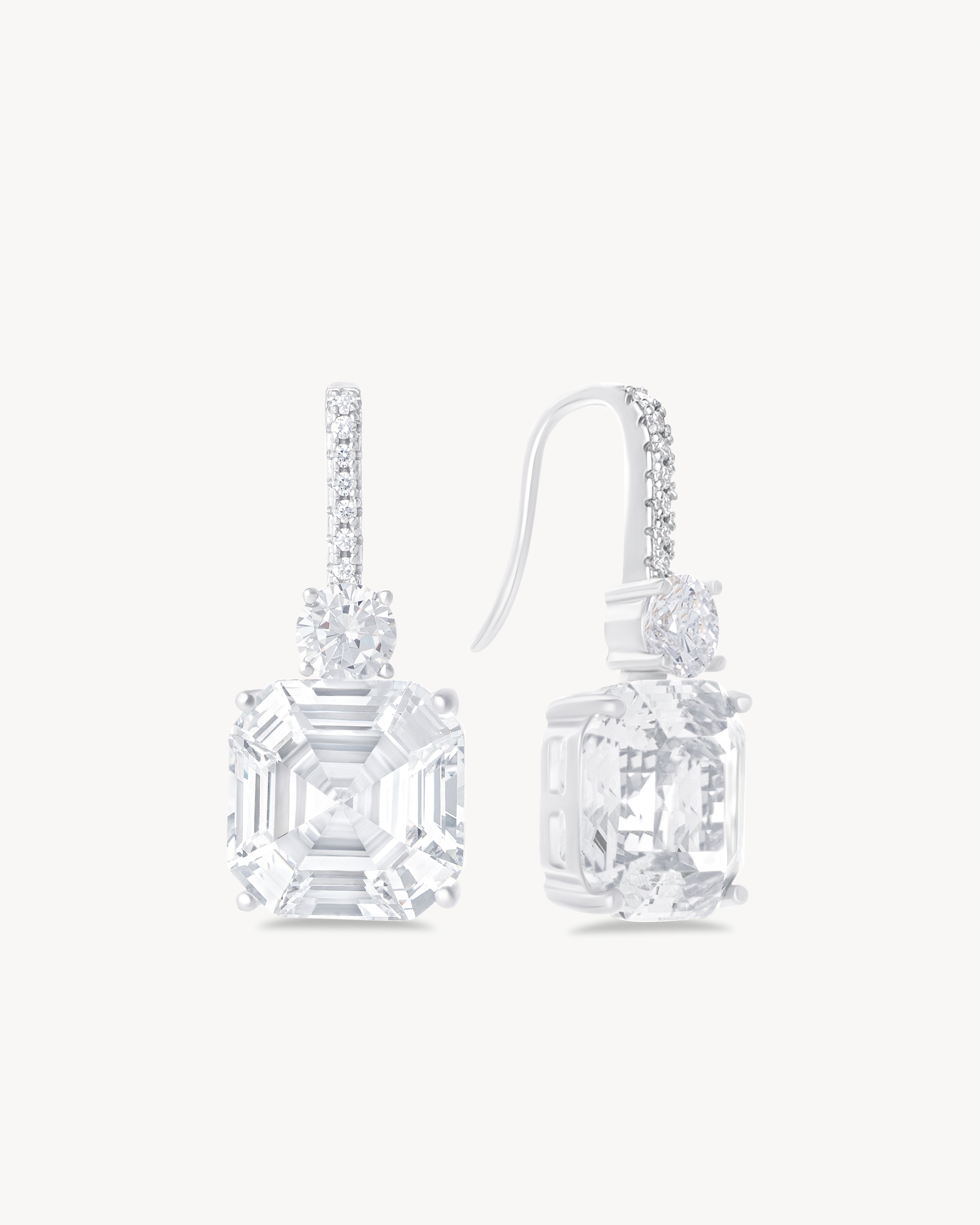 Earrings with asscher cut stones