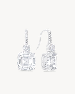 Earrings with asscher cut stones