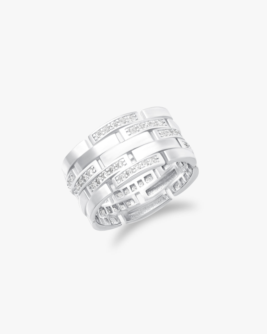 Geometric pavé band ring