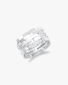 Geometric pavé band ring