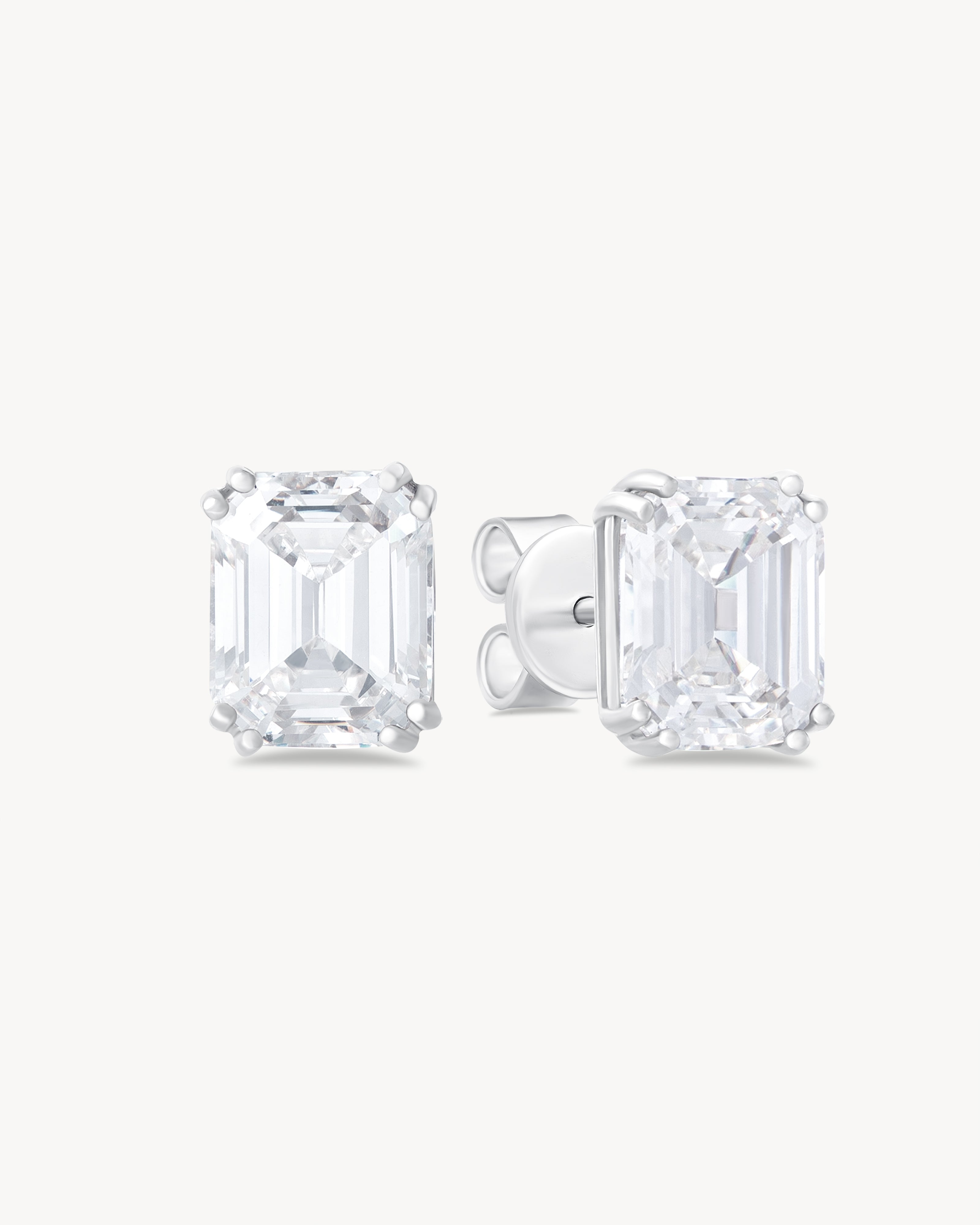 Earrings with emerald cut stones