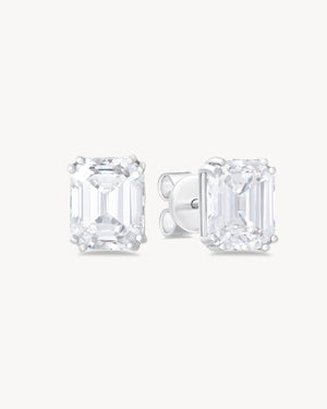 Earrings with emerald cut stones