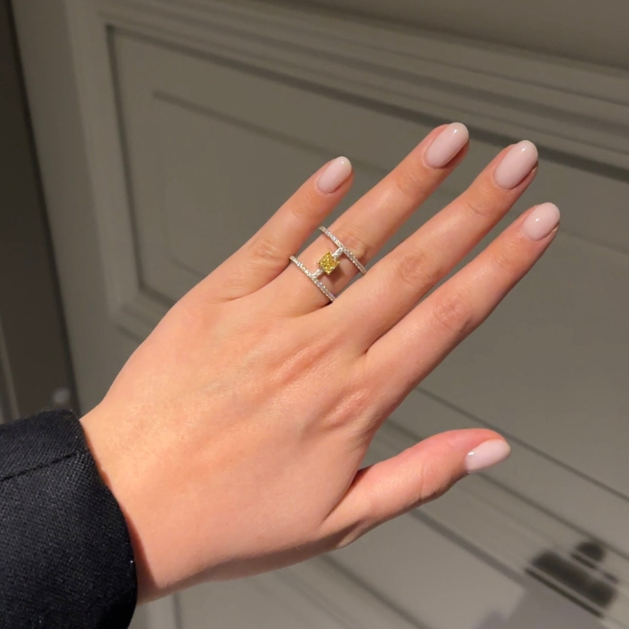 Ring with princess cut yellow stone
