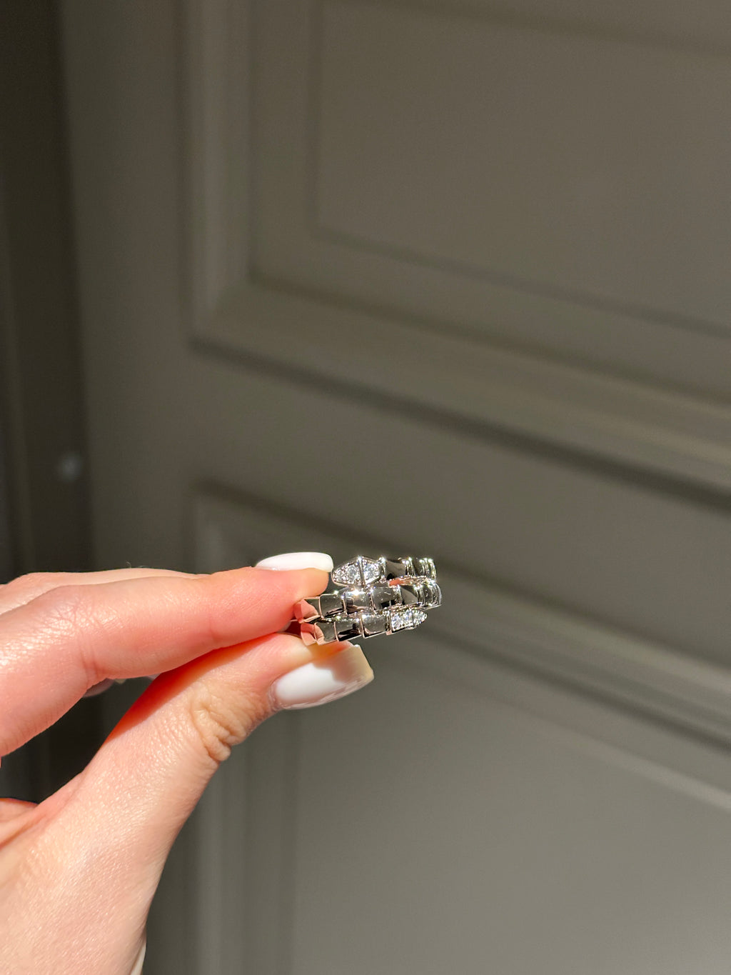 Ring snake white gold