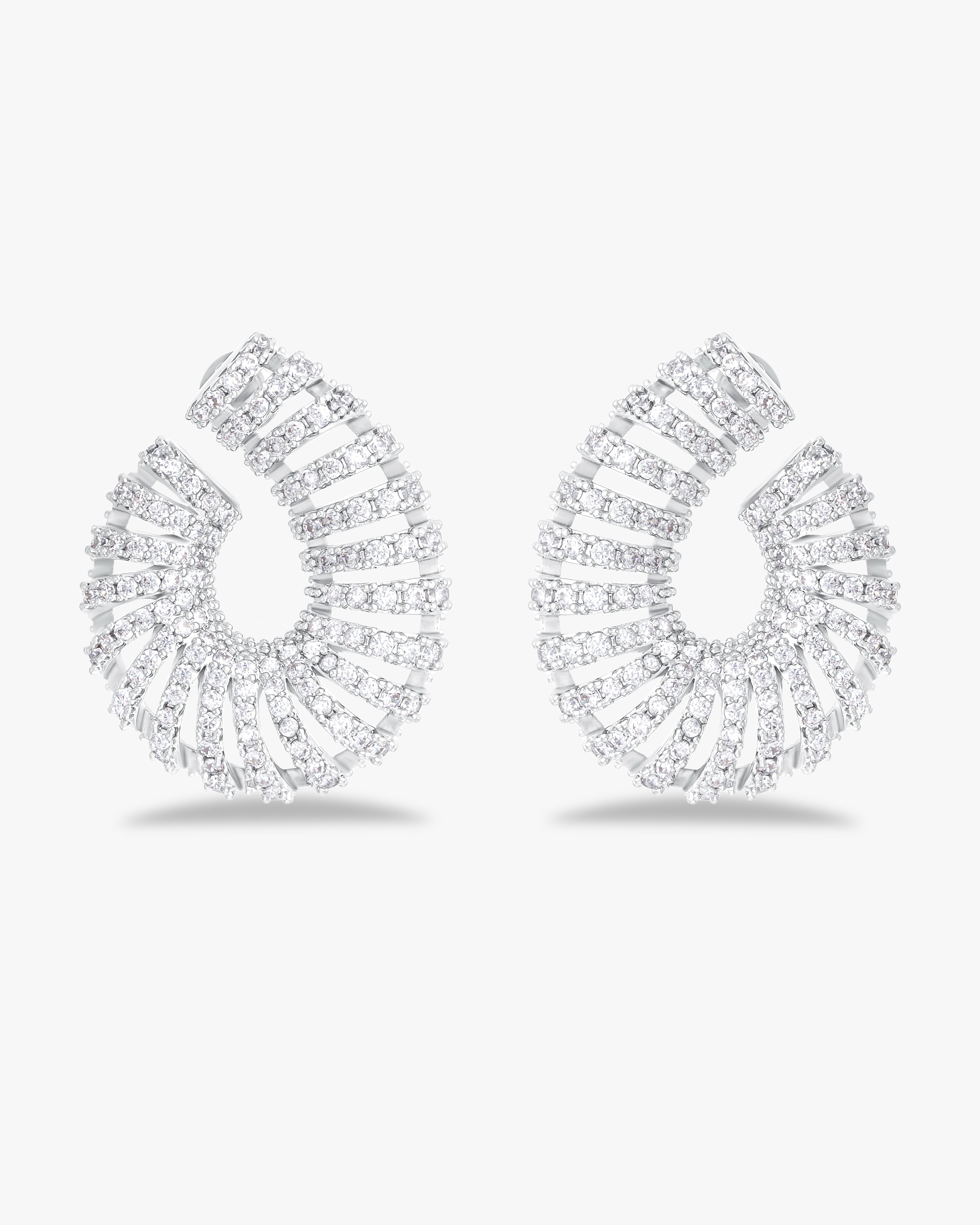 Statement earrings with pavé fan design