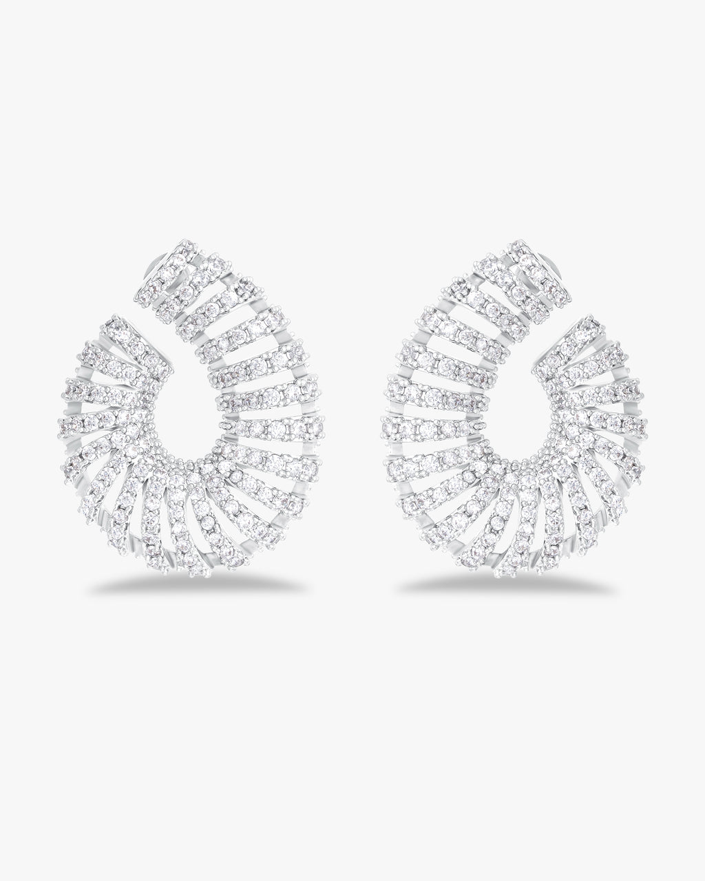 Statement earrings with pavé fan design
