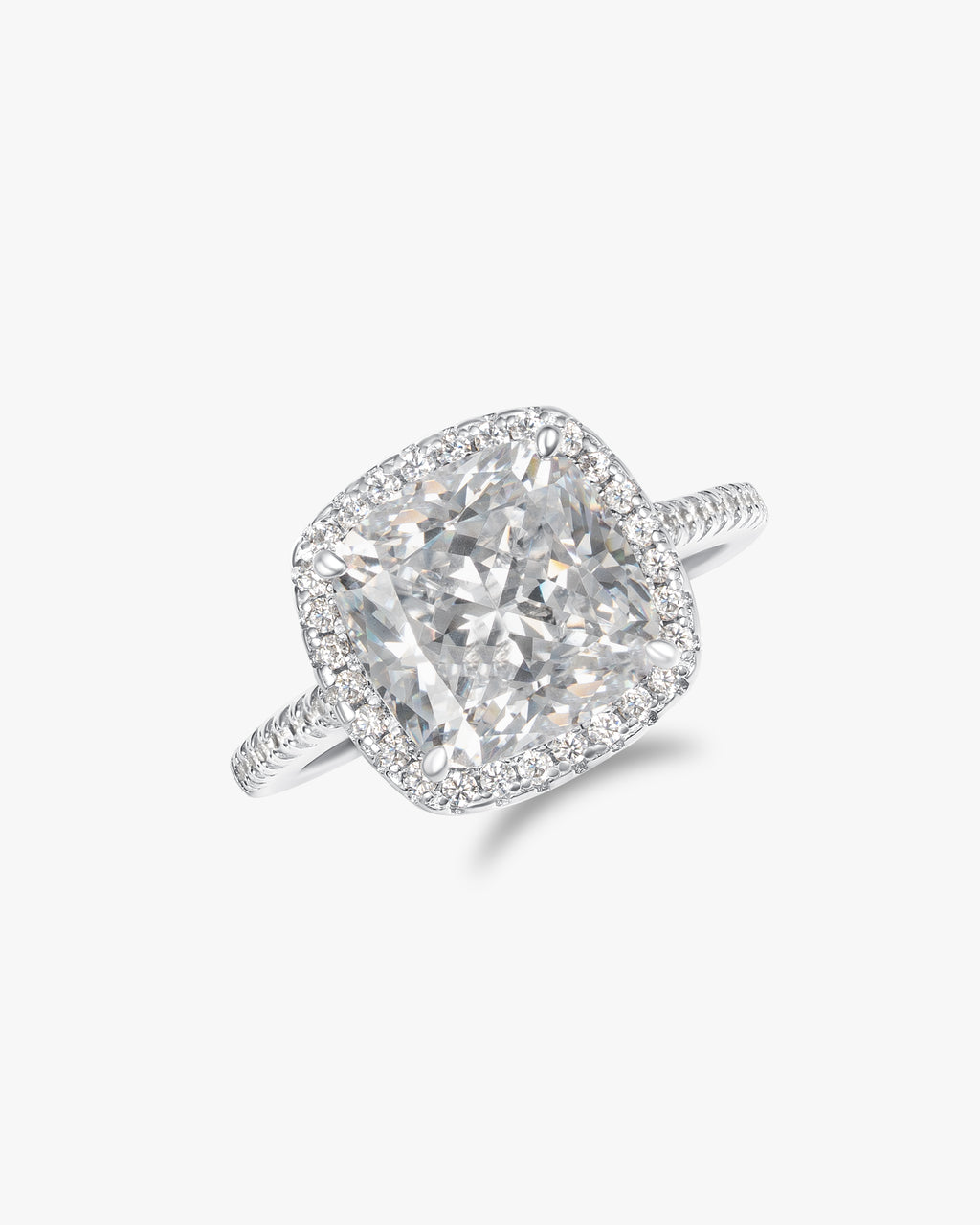 Ring with cushion cut white stone