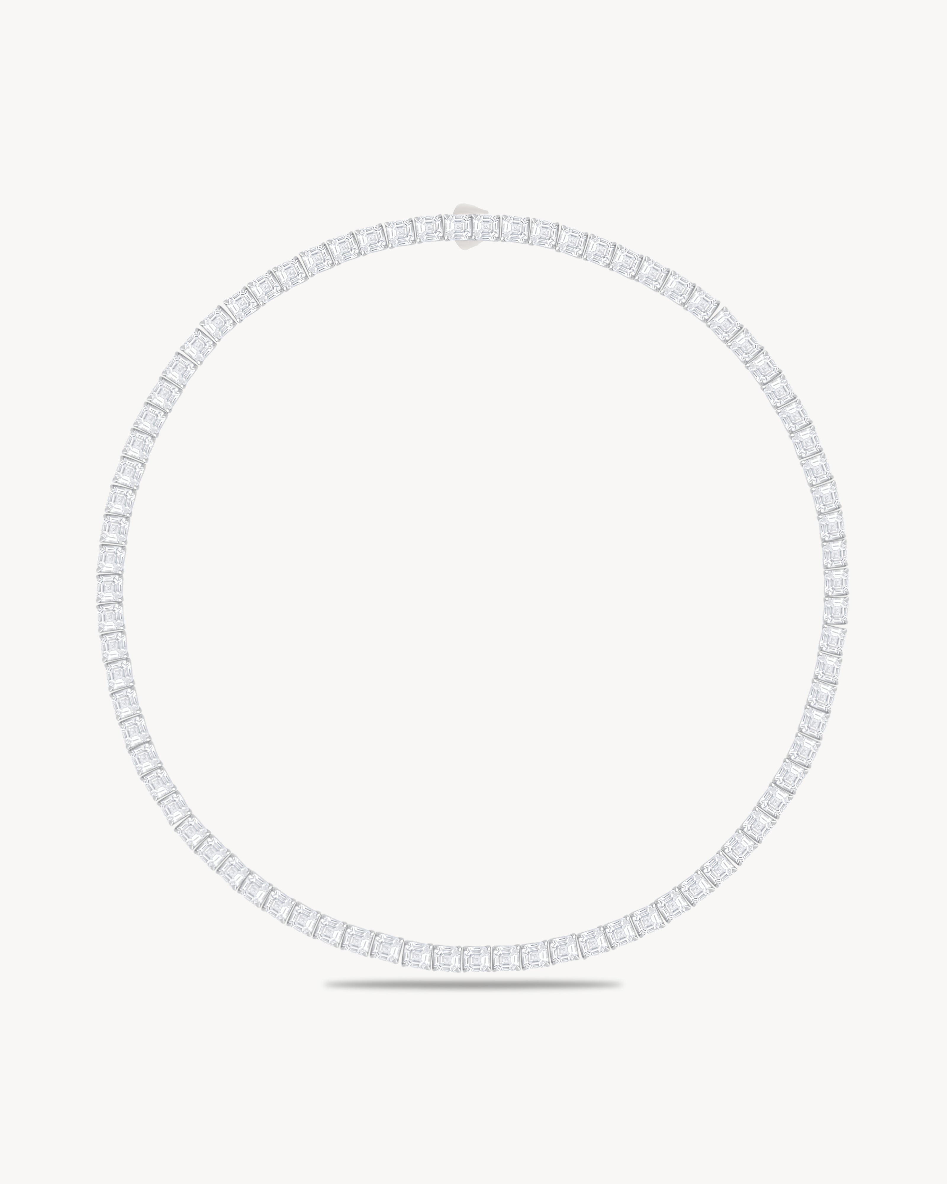 Tennis necklace with assher cut stones