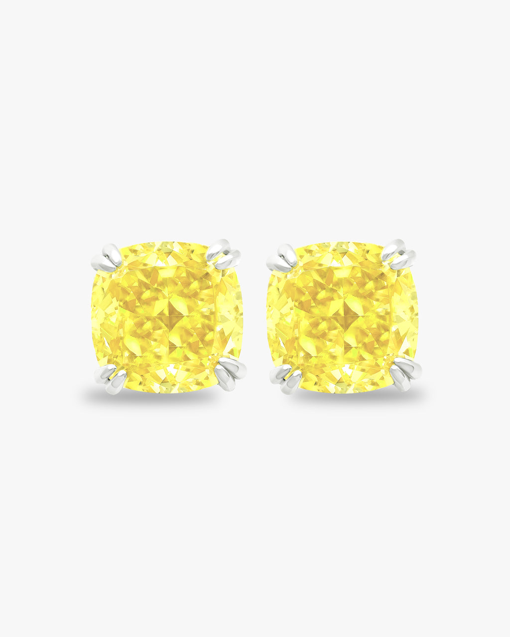 Earrings with cushion cut yellow stones