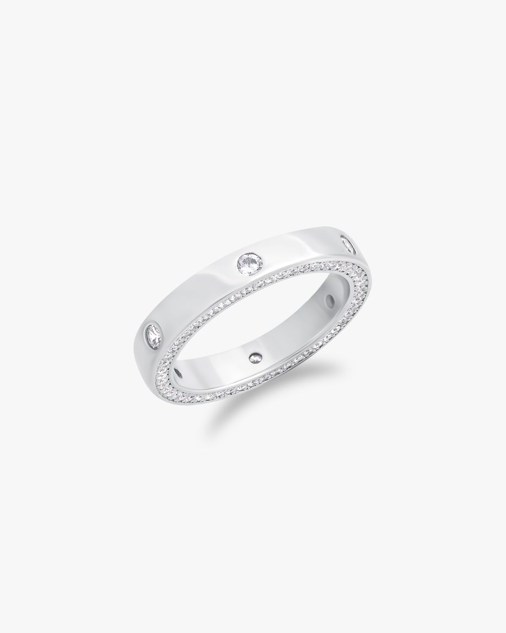 Bezel and pavé band ring