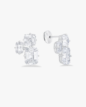 Earrings with emerald and asscher cut stones