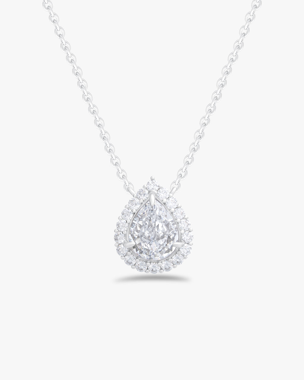 Pendant with pear cut stone and halo