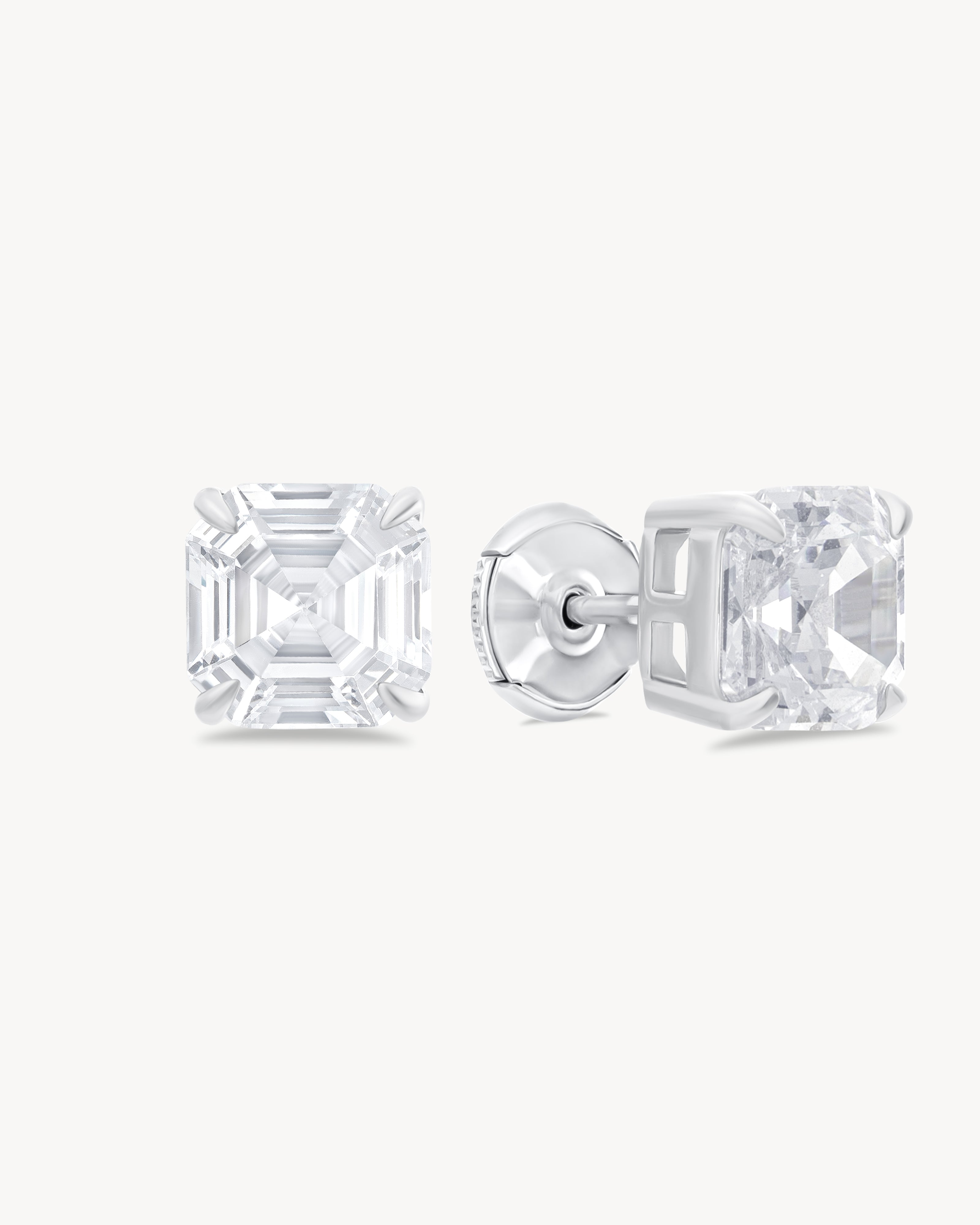 Earrings with asscher cut stones