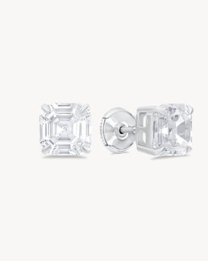 Earrings with asscher cut stones