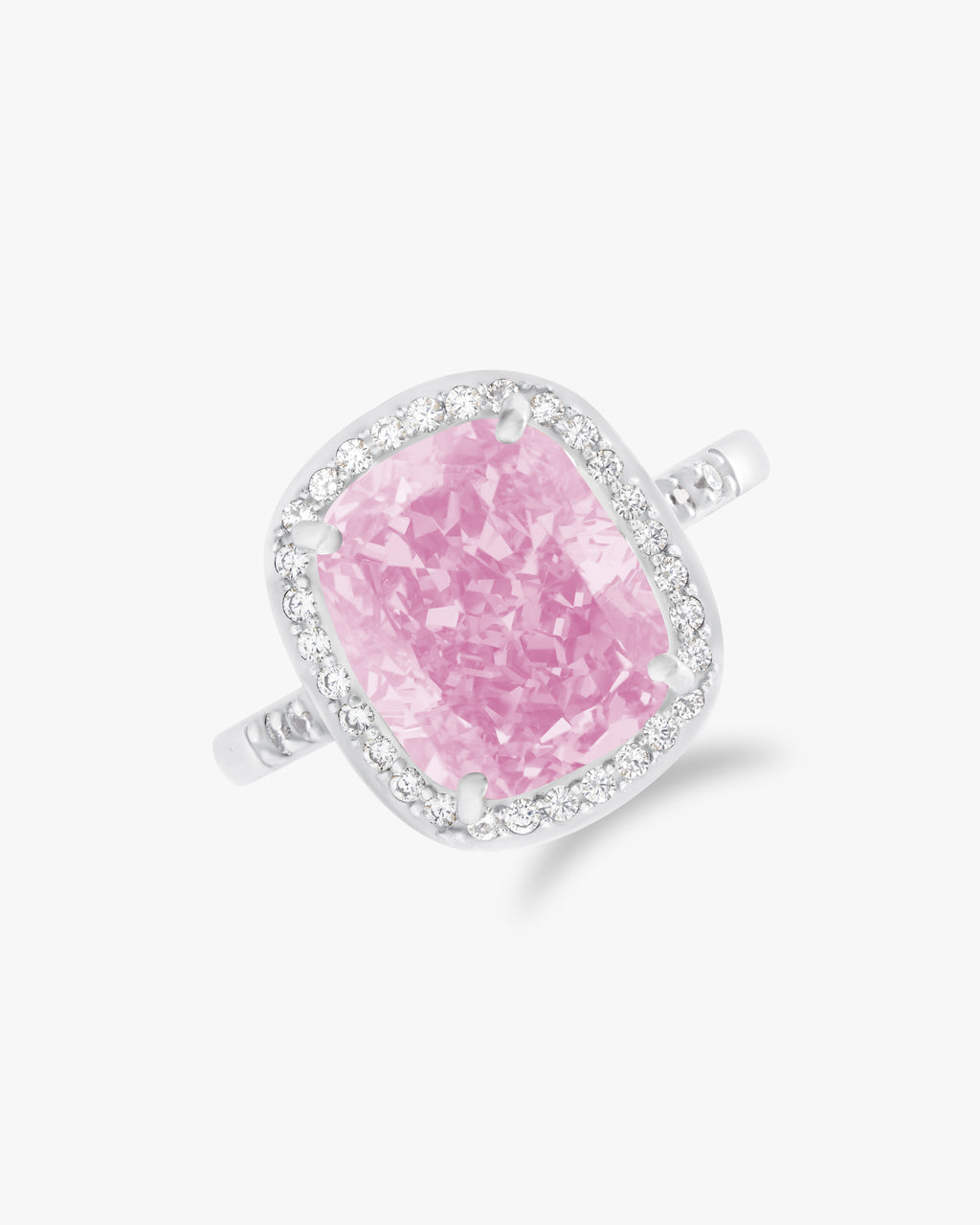 Pink cushion cut ring