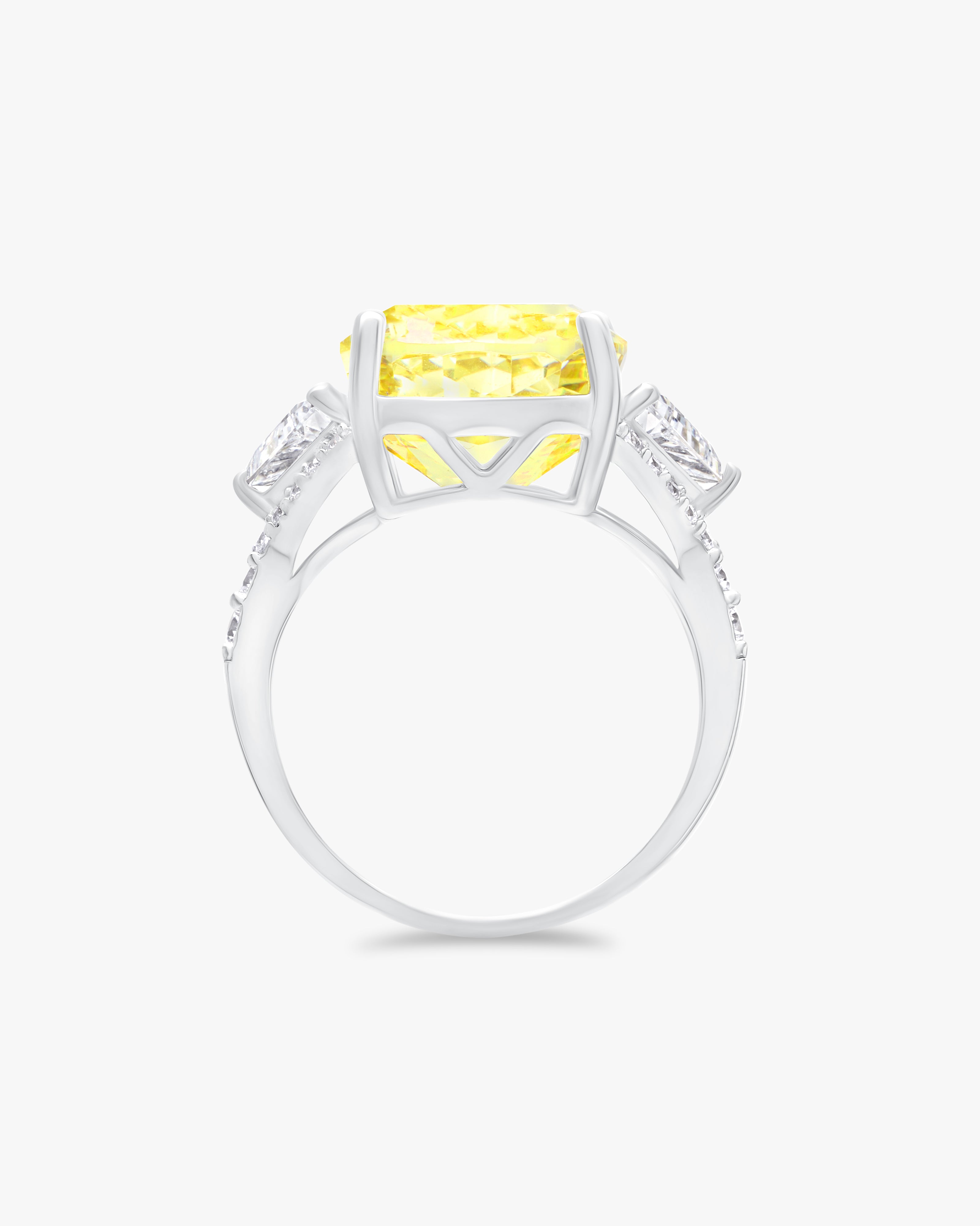 Cushion cut fancy yellow moissanite ring 6ct