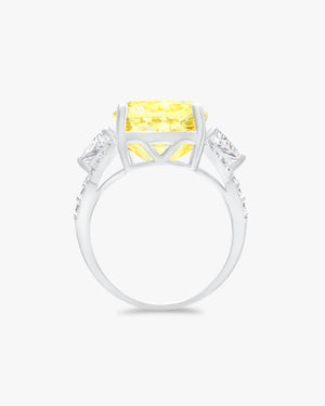 Cushion cut fancy yellow moissanite ring 6ct