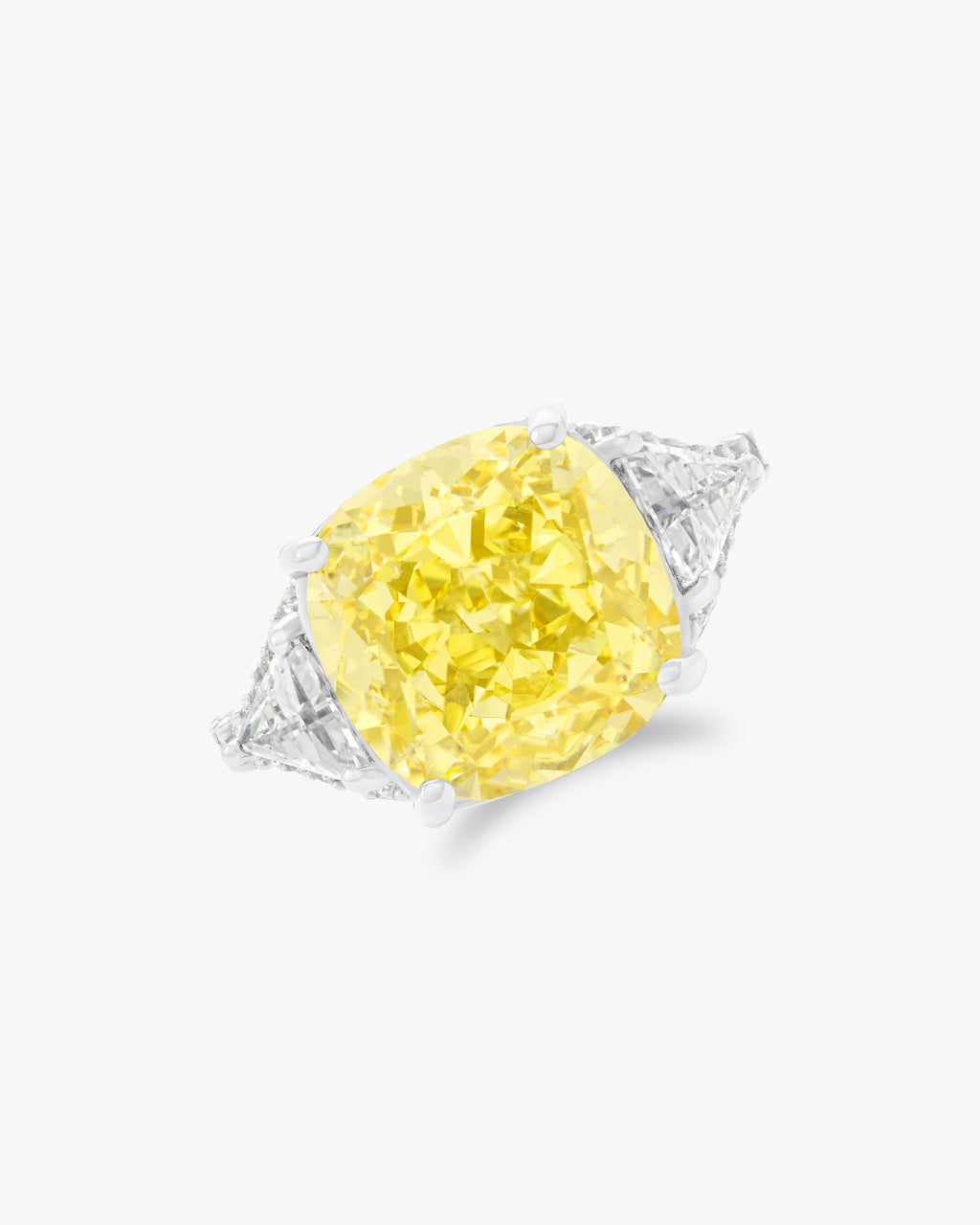 Cushion cut fancy yellow moissanite ring 6ct