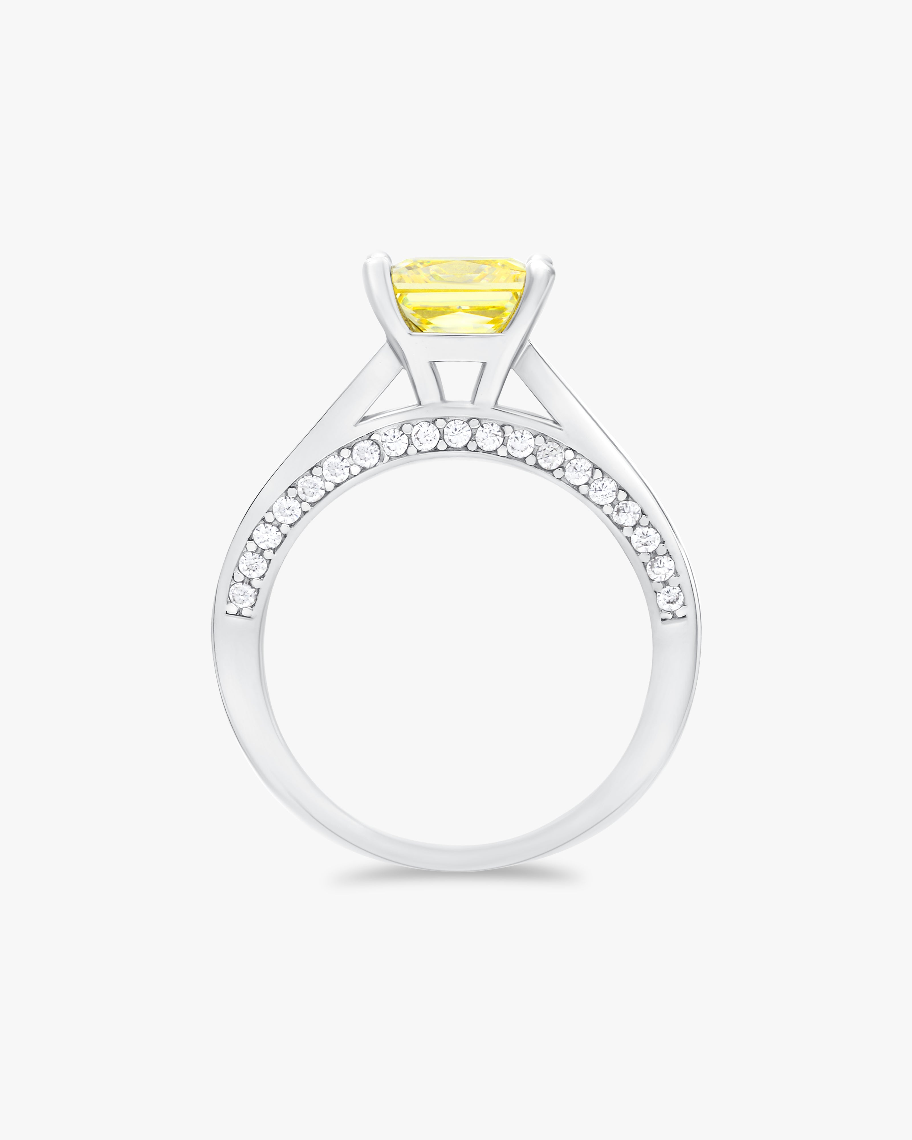 Princess cut fancy yellow ring