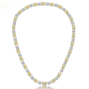 Fancy yellow & White baguette tennis necklace