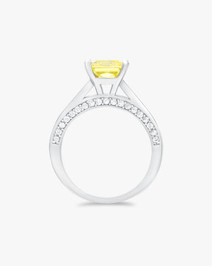 Princess cut fancy yellow ring