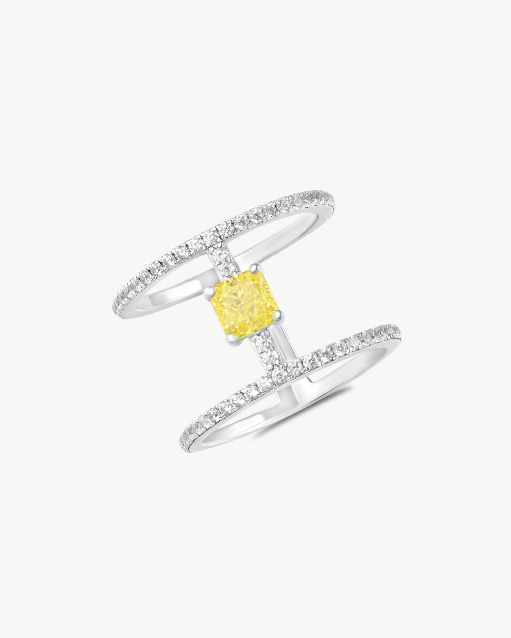 Ring with princess cut yellow stone