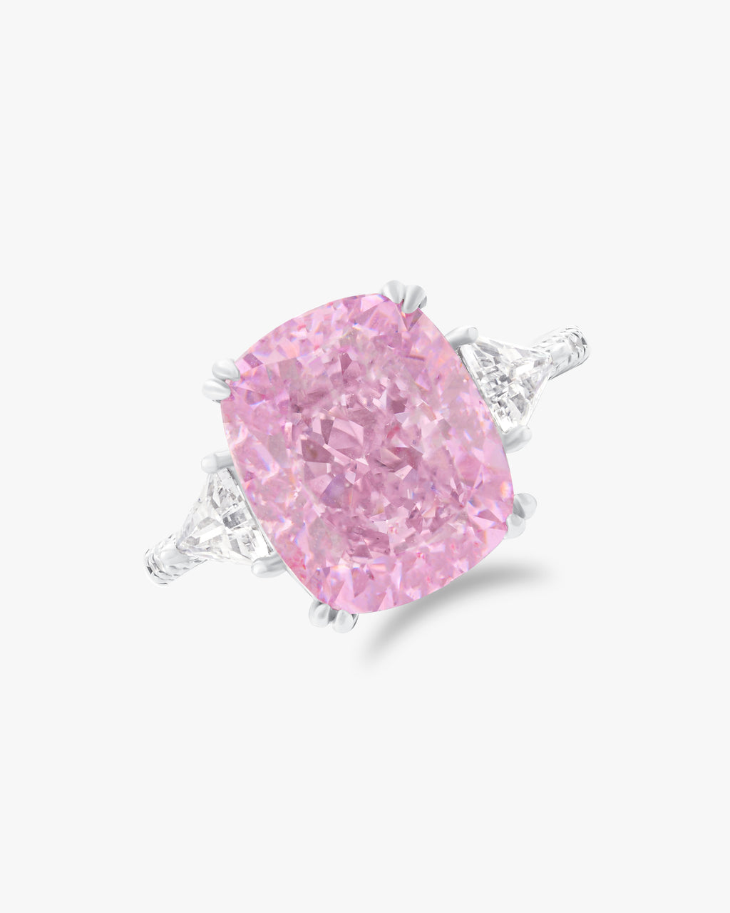 Cushion cut fancy pink moissanite ring 5ct