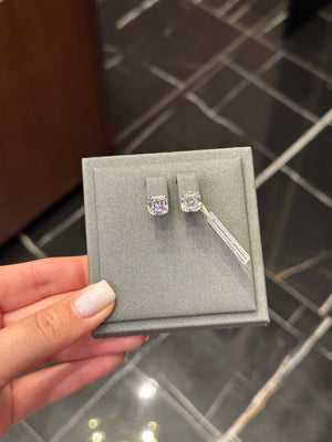 Earrings with asscher cut stones