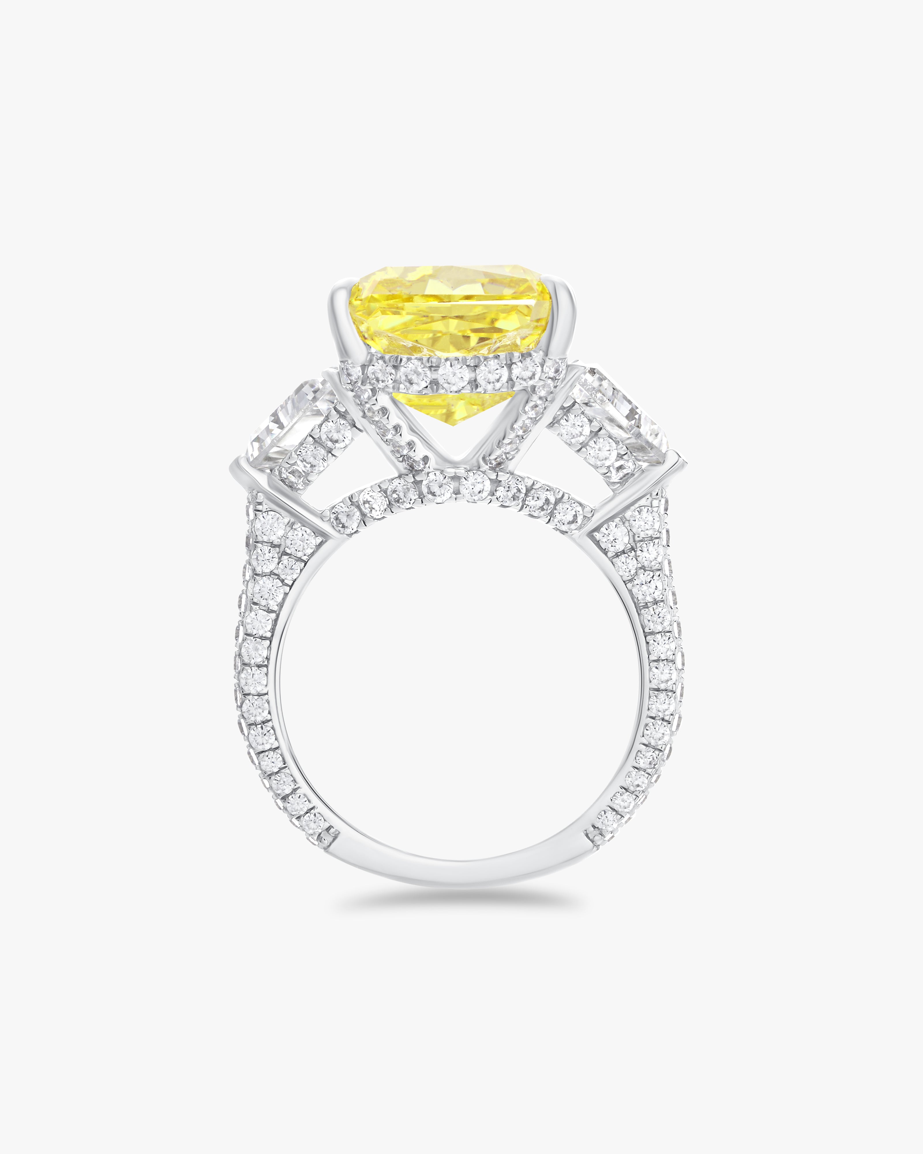 Radiant cut fancy yellow moissanite ring 11ct