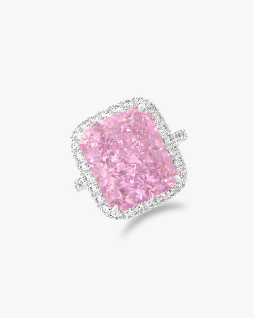 Radiant cushion cut pink moissanite ring 8ct