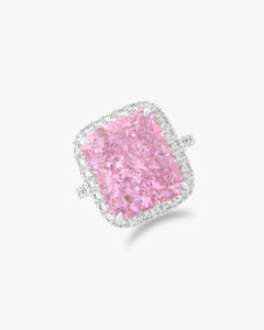 Radiant cushion cut pink moissanite ring 8ct