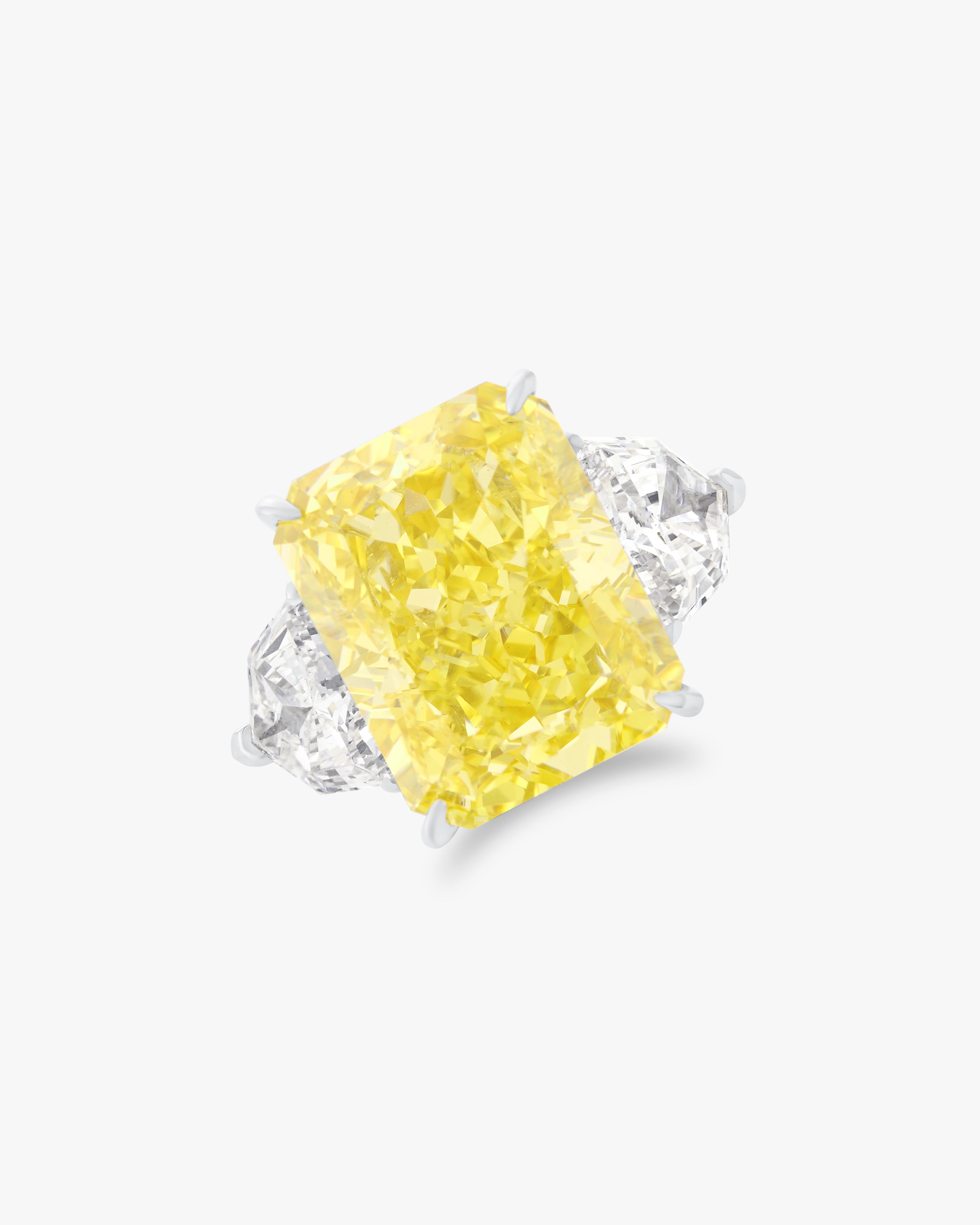 Radiant cut fancy yellow moissanite ring 11ct
