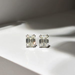 Earrings with emerald cut stones