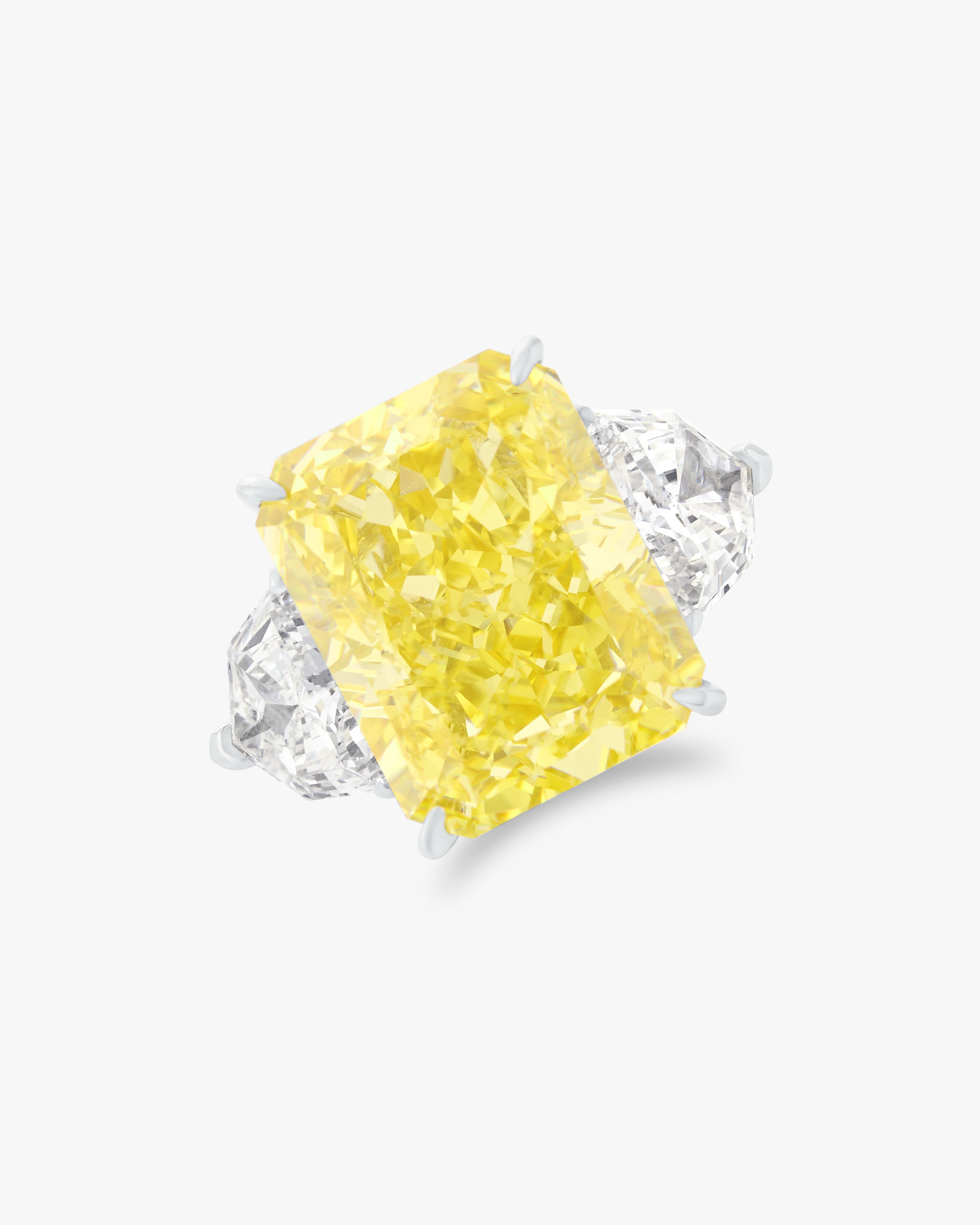 Radiant cut fancy yellow moissanite ring 11ct