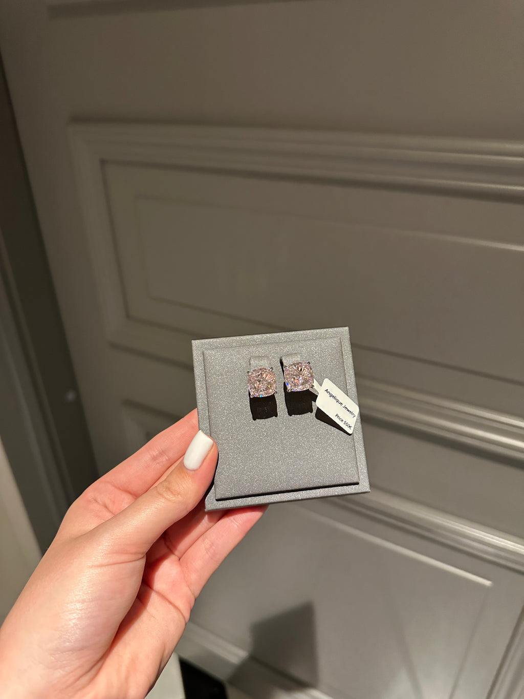 Earrings with pink moissanite 4ct each