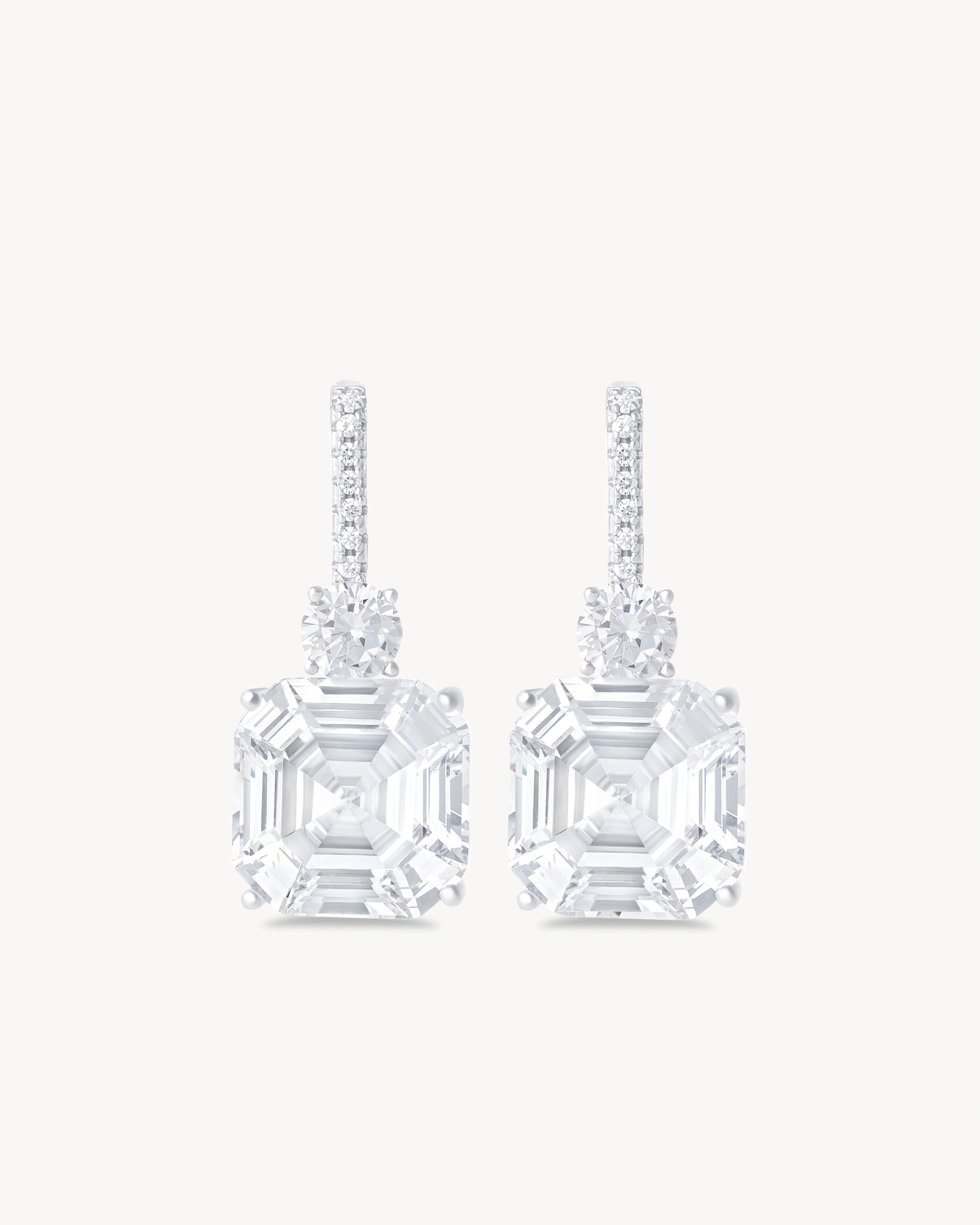 Earrings with asscher cut stones